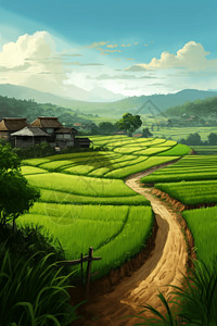 稻田里的风景图片