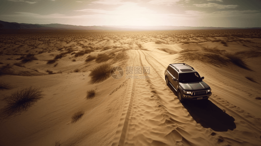 在沙漠GPS的汽车图片