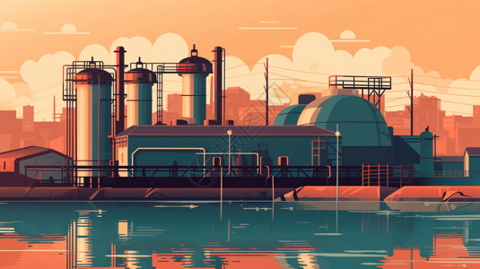 现代污水处理厂背景图片