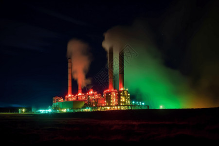 彩色照明的发电厂图片