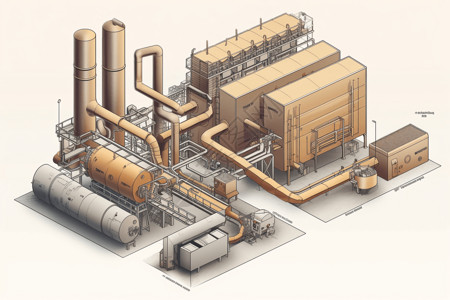 转化生物质锅炉系统插画