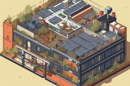 现代化装有太阳能板的建筑物图片