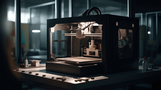 物流3D素材科技感3D打印机背景