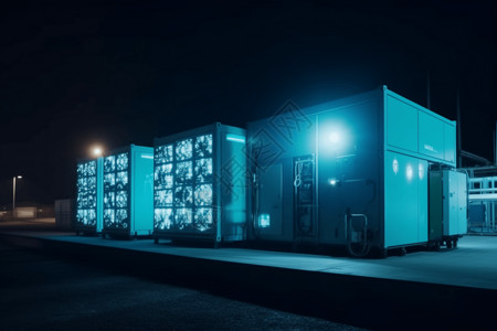 集装箱码头夜景科技感电能设备设计图片