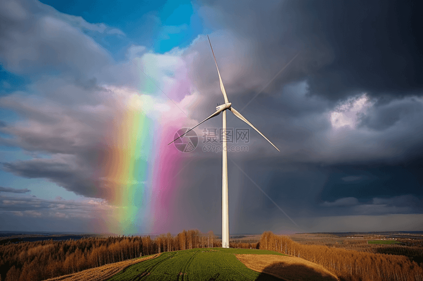 可再生能源风车图片