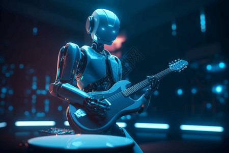 未来舞台机器人弹奏背景