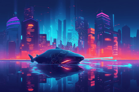 未来霓虹鱼型汽车图片