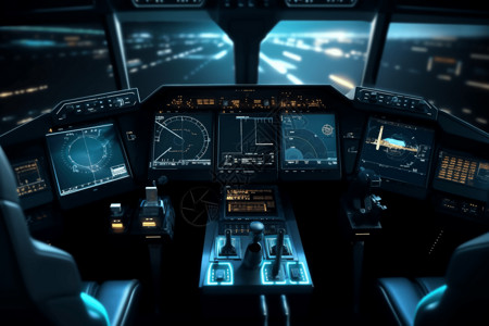 客机驾驶舱未来载具驾驶舱插画