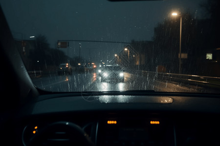 雨夜汽车车窗背景图片