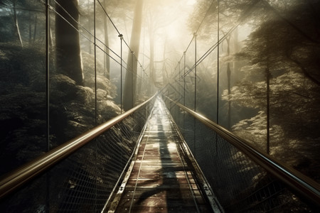 大峡谷玻璃桥森林中的玻璃桥插画