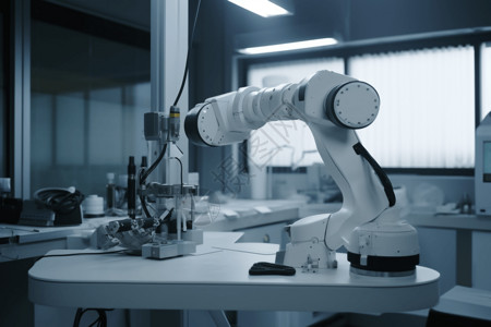 实验室里的机械臂设备背景图片