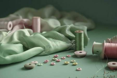 纺织面料一套面料和针线包设计图片