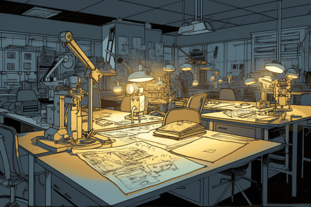 科研显微镜显微镜和实验室设备插画