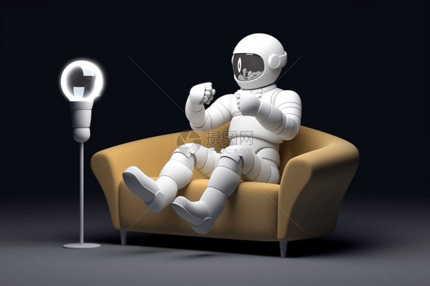 宇航员坐沙发d插图图片