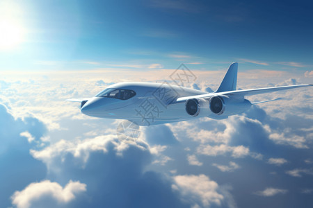 机翼下的云层蓝天白云下的飞机设计图片