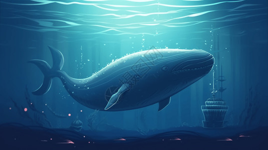 海底大鲸鱼游动的鲸鱼设计图片