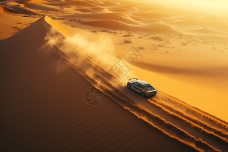 自动驾驶图片自动驾驶汽车驰骋沙漠背景