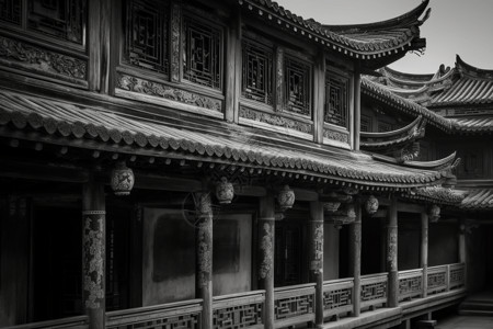 中国水墨建筑中国风传统建筑背景