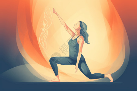 女子瑜伽健身练习瑜伽的女人插画