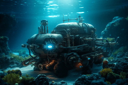 水下机器人水下的机器人插画