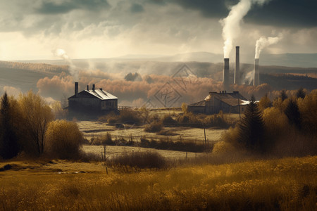 农村地区的厂矿背景图片