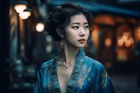 东方蓝鳍鲔充满魅力气质的女性写真背景