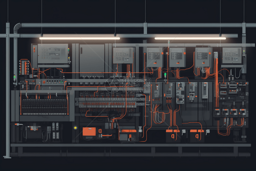 机器复杂的布线系统图片