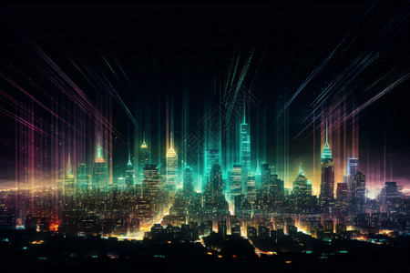 夜间城市的天际线背景图片