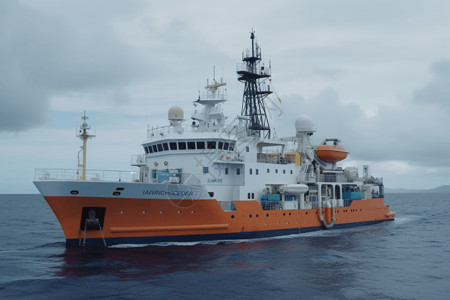 海洋数据海洋里收集数据的船只背景