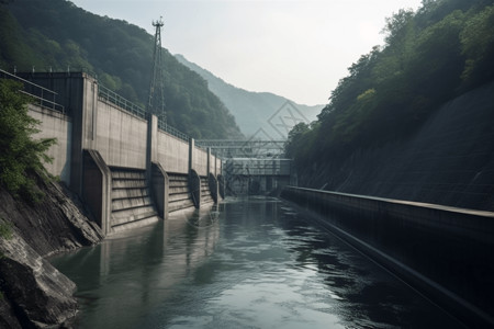 抽水水电巨大的室外水库背景