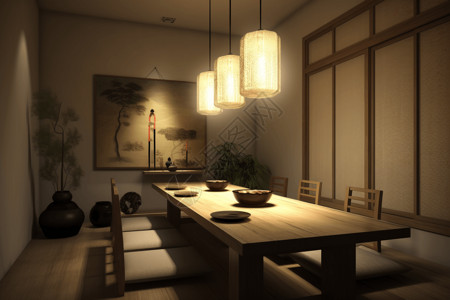 简约的日式餐厅背景图片
