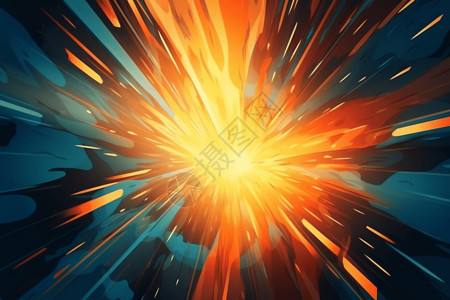 酷炫橙色光圈爆炸的光线插画