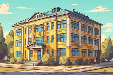 卡通学校的校舍背景图片
