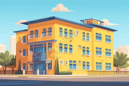 卡通学校宿舍背景图片