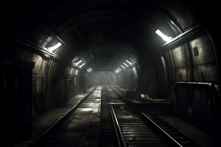 地下地铁隧道阴暗的隧道插画