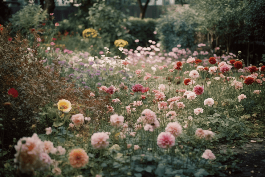 充满花朵的花园图片