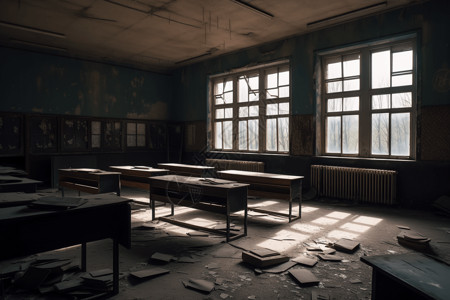 废弃的学校教室图片