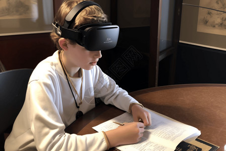 学生戴着VR体验图片