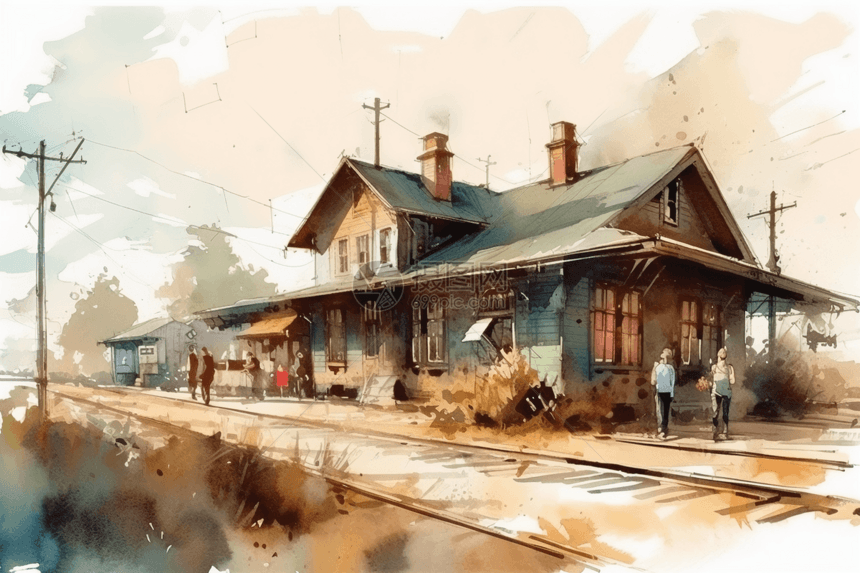 迷人的小镇火车站图片