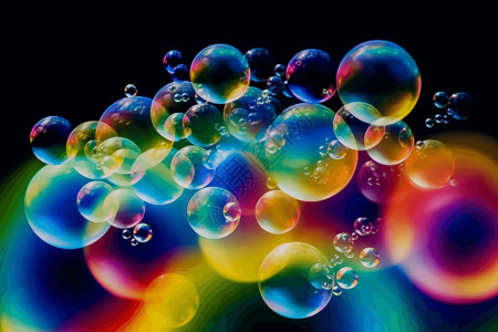 彩色漂浮泡泡亮色的水泡泡背景