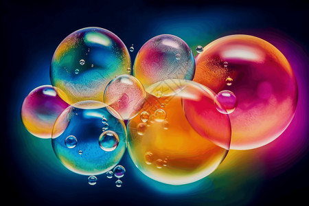 彩色透明泡泡透明肥皂水泡泡插画