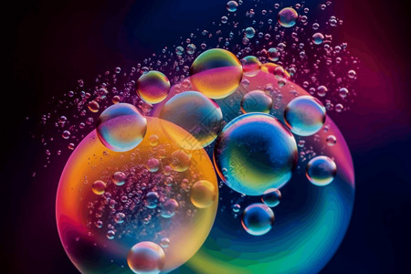彩色漂浮泡泡五颜六色的泡泡特写背景