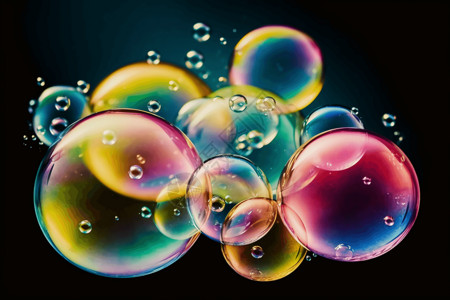 彩虹泡泡五颜六色的水沫泡泡背景