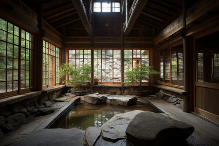 塞切尼温泉浴场室内的温泉景色背景