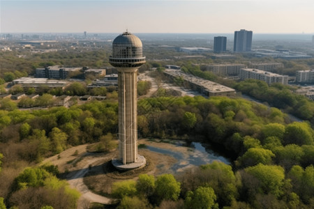 市区水塔的景观图片