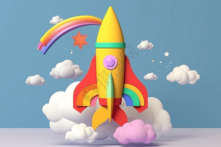 彩色的卡通火箭背景图片
