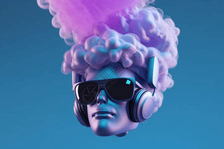 头发3d素材抽象人物音乐耳机3d设计图片
