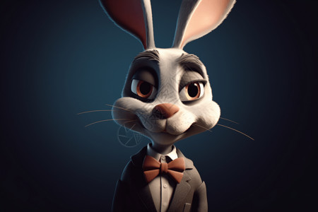 戴着领结的兔子卡通人物图片