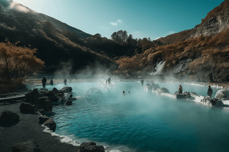 户外地热温泉图片