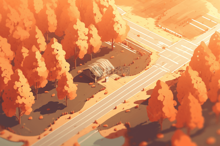 秋天的乡村道路图片